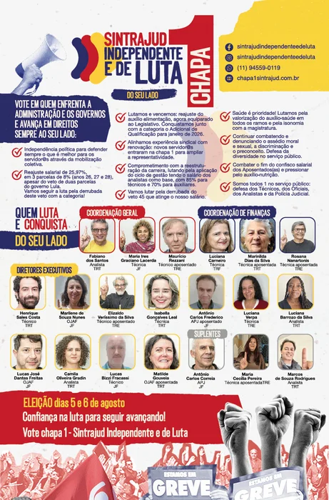 Cartaz com as prioridades da Chapa 1